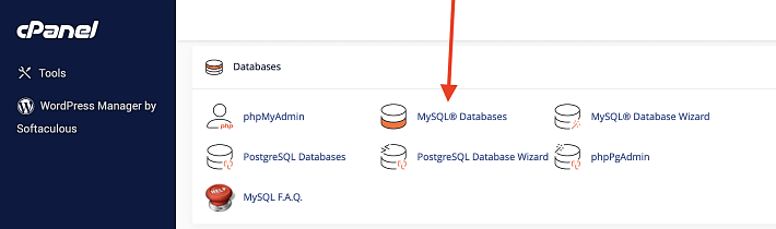 CPanel中的Mysql数据库选项