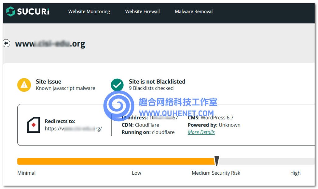 Sucuri网站安全检查结果